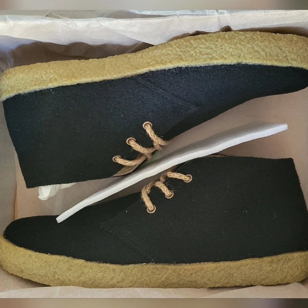 New 40 F-troupe Black Wool Chukka Style Shoes.